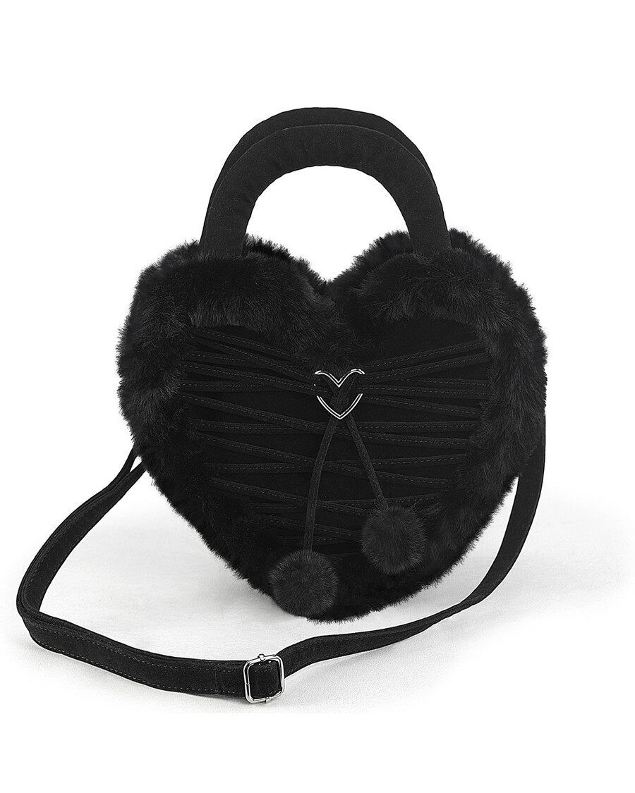 Demonia Cult Demonia Faux Fur Heart-Shaped Purse