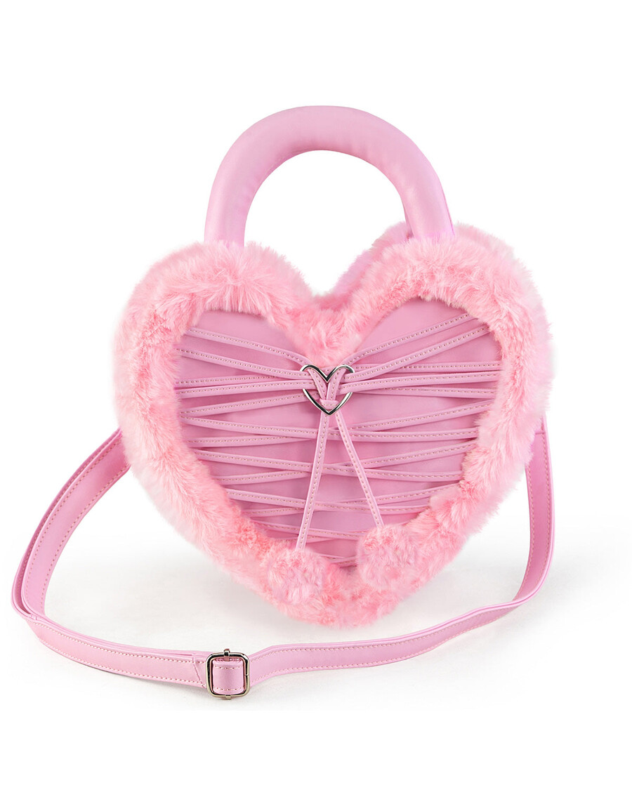 Demonia Cult Demonia Faux Fur Heart-Shaped Purse