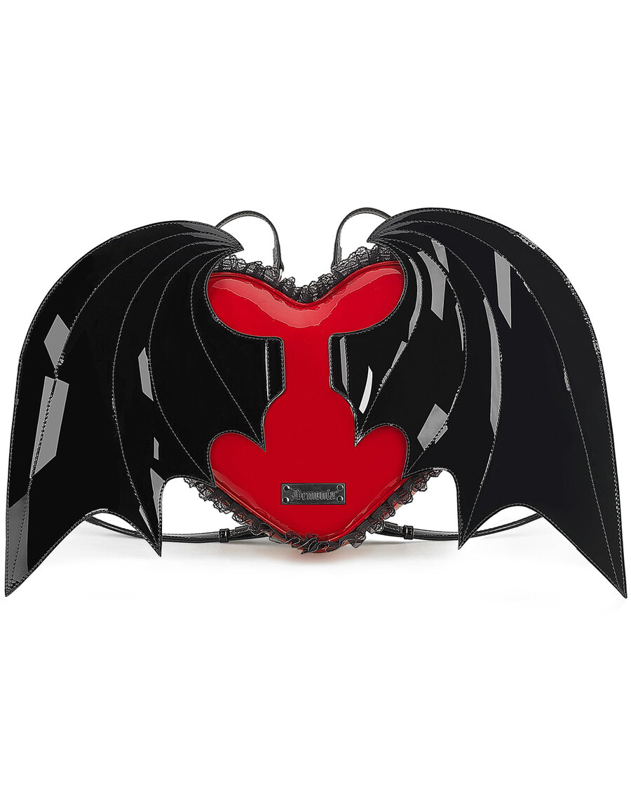 Demonia Cult Demonia Patent Heart Batwing Backpack